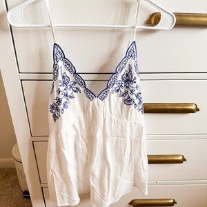 Live on a hanger embroidered flowy tank